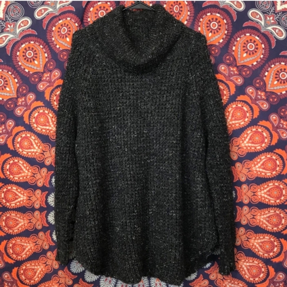 Free People Rare Dylan Chunky Marled Knit Cowlneck Turtleneck Sweater Dress - Picture 5 of 16